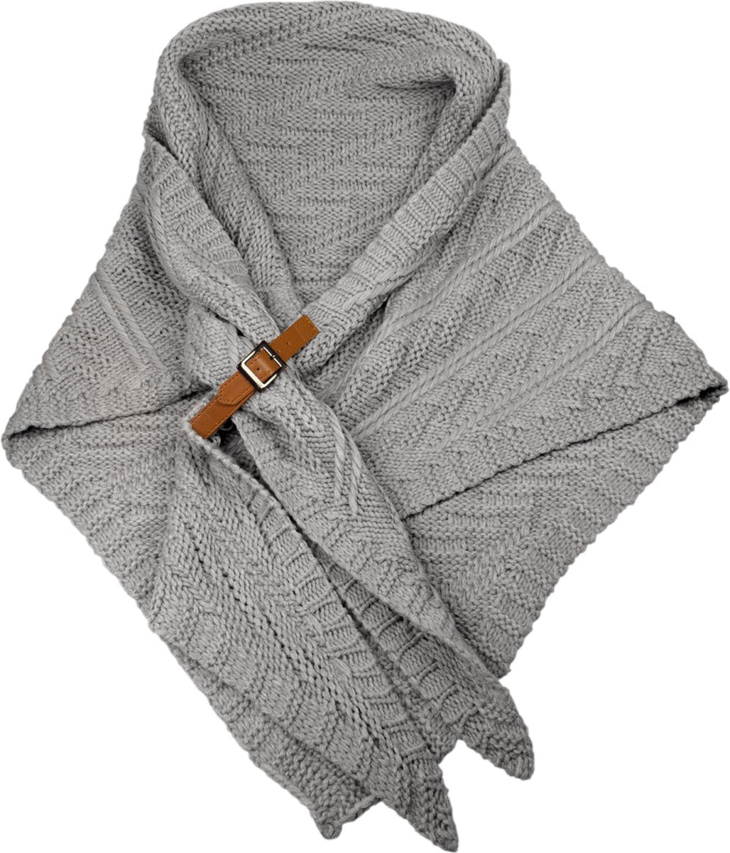 LOT83 Omslagdoek Fleur - Sjaal dames - Stola / Poncho - Mooi te combineren - Grijs - 1 Size fits all