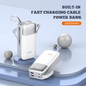 PowerBank PQ30 30000mAh USB-C snellaad-powerbanks slim LED-display Ingebouwde oplaadkabel Power Bank