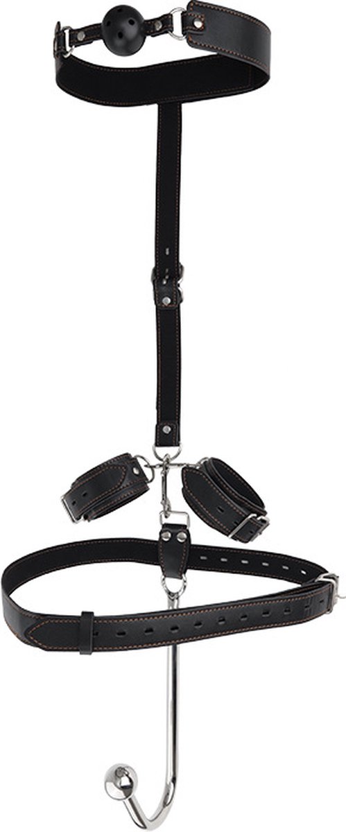 Goedkoopste Benji - 3-delige bondage met Anale haak - Handboeien Halsband - BDSM – SM – Seksspeeltjes – bondage set – Sex toys – Anaal haak