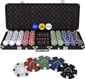 Texas' Finest Matt Black Pokerset - Inclusief E-Book 500 Pokerchips - Casino Speelkaarten - Poker