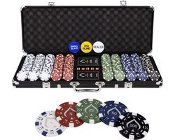 Texas' Finest Matt Black 500 Chips – Pokerkoffer Volwassenen – Inclusief casino Kaarten - Poker