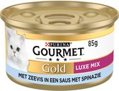 Gourmet Gold Luxe Mix - Kattenvoer Natvoer - Zeevis & Spinazie - 24 x 85 g
