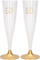 Champagneglazen - 60x - 50 jaar - goud - herbruikbaar - verjaardag feest - Sarah/Abraham