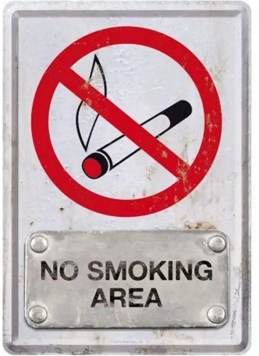 No Smoking Area Metalen Postcard 10 x 14 cm.