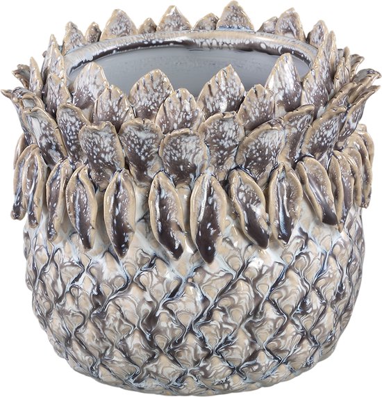 PTMD Tamiah Purple ceramic pineapple shaped pot low M