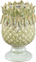 PTMD Tamiah Green ceramic pineapple shaped pot on base