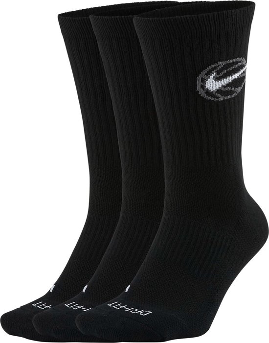 Chaussettes Nike Everyday Crew Basketball 3 paires - Zwart | Taille : S (UE 34/38)