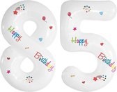 Folie Ballonnen Cijfers 85 Jaar Happy Birthday Verjaardag Versiering Cijferballon Folieballon Cijfer Ballonnen Wit 70 Cm