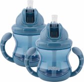 Nuby - Flip-It antilekbeker met handvatten - 2-pack - Blauw - 240ml - 12m+