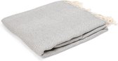 Return to Sender | Soft Grey - Zachte handgewoven plaid 95 x cm 190 - Duurzaam én hoogwaardig handdoek- Luxe én bewust - hamamdoek - picknick