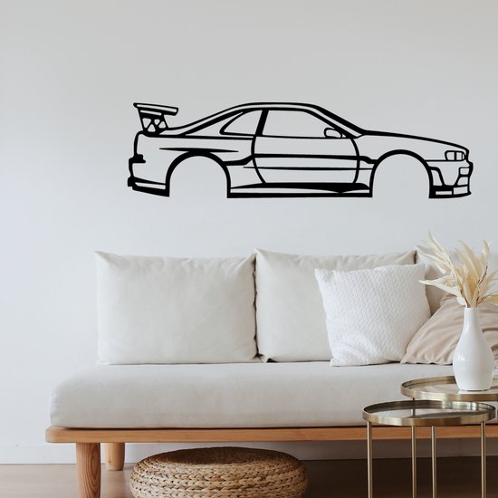 WandStaal - Nissan Skyline - Silhouette - Metaalkunst - Zwart - 500x139x2 Auto - Wanddecoratie - Muurdecoratie - Inclusief bevestigingsmateriaal - Cadeau voor man - Cadeau voor jongen - Perfect voor mancave
