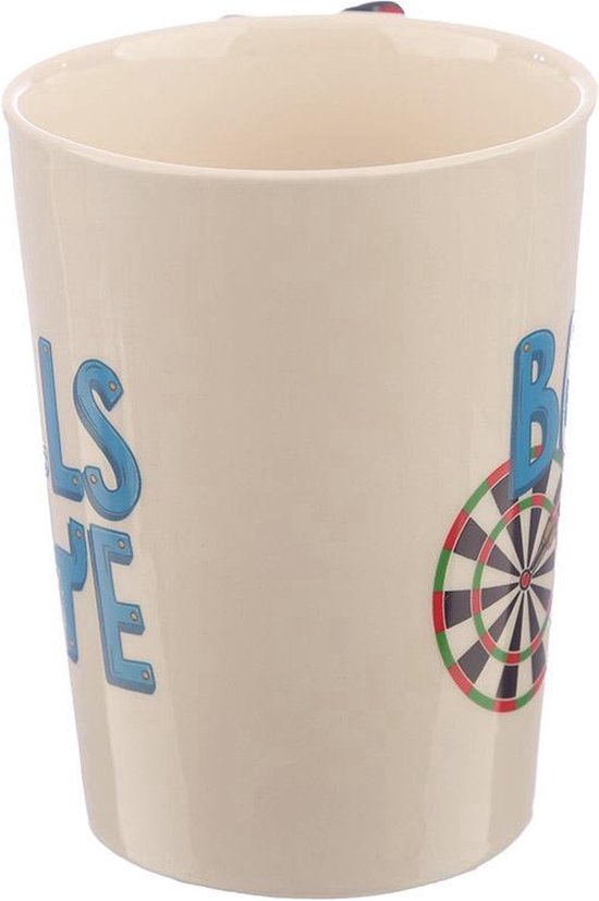 Mok - Drink kom - Beker - darts bulls eye met dartpijl als oor van Theeliepeltje. — afbeelding 3