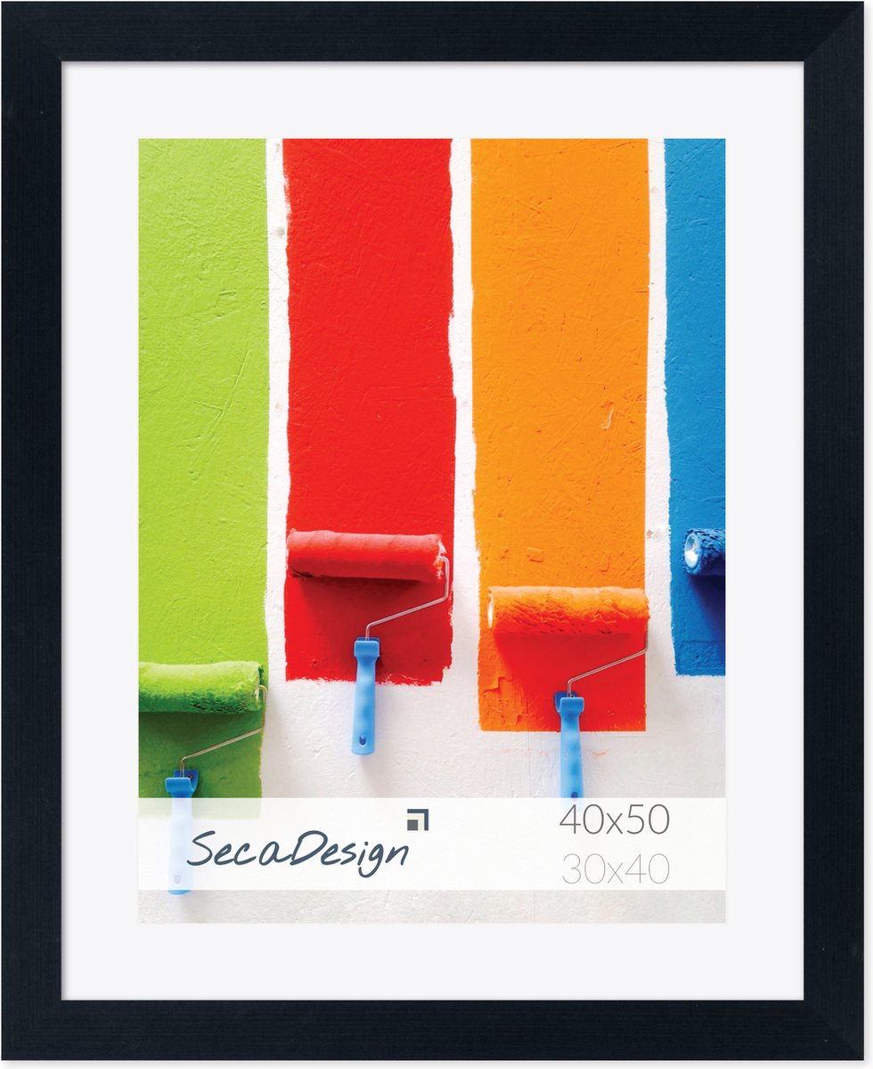 Fotolijst - SecaDesign - Fika - 40x50 / 30x40 cm fotomaat met passe-partout - Zwart - Fotokader
