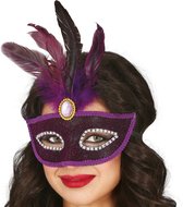 Fiestas Guirca Verkleed oogmasker Venitiaans - paars met veren - volwassenen - Carnaval/gemaskerd bal
