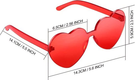 T.O.M.- Bril Hart - Rood - Hartjes bril- Koningsdagbril - Carnaval bril- Festival bril- Zonnebril- Unisex bril- Grappige bril van T.O.M. — afbeelding 3