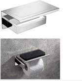 Velox Badkamer Accessoires - Roestvrij Staal - Badkamer Artikel - Toiletpapierhouder - Toiletrolhouder met Plankje - Zilver
