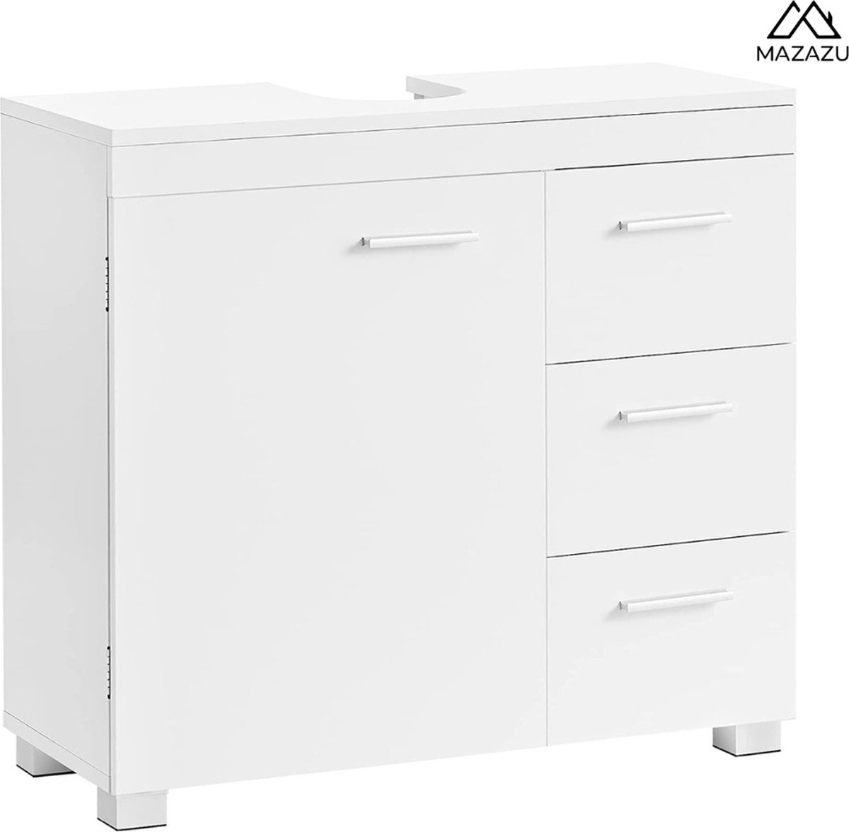 MIRA Home - Badkamerkast - Wastafelonderkast - Met 3 Laden - Wit - 30x70x64