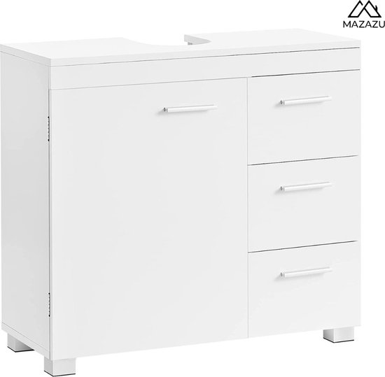MIRA Home - Badkamerkast - Wastafelonderkast - Met 3 Laden - Wit - 30x70x64