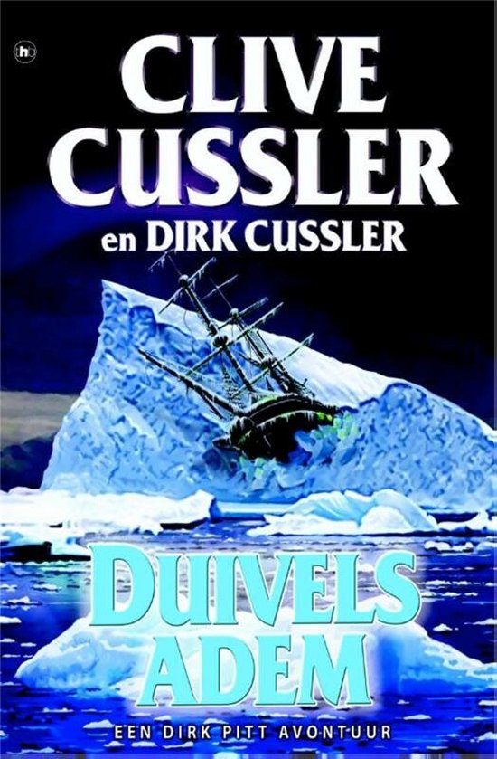 Boekomslag: "Duivels Adem" van Clive en Dirk Cussler, met een zeeschip op ijsschotsen.
