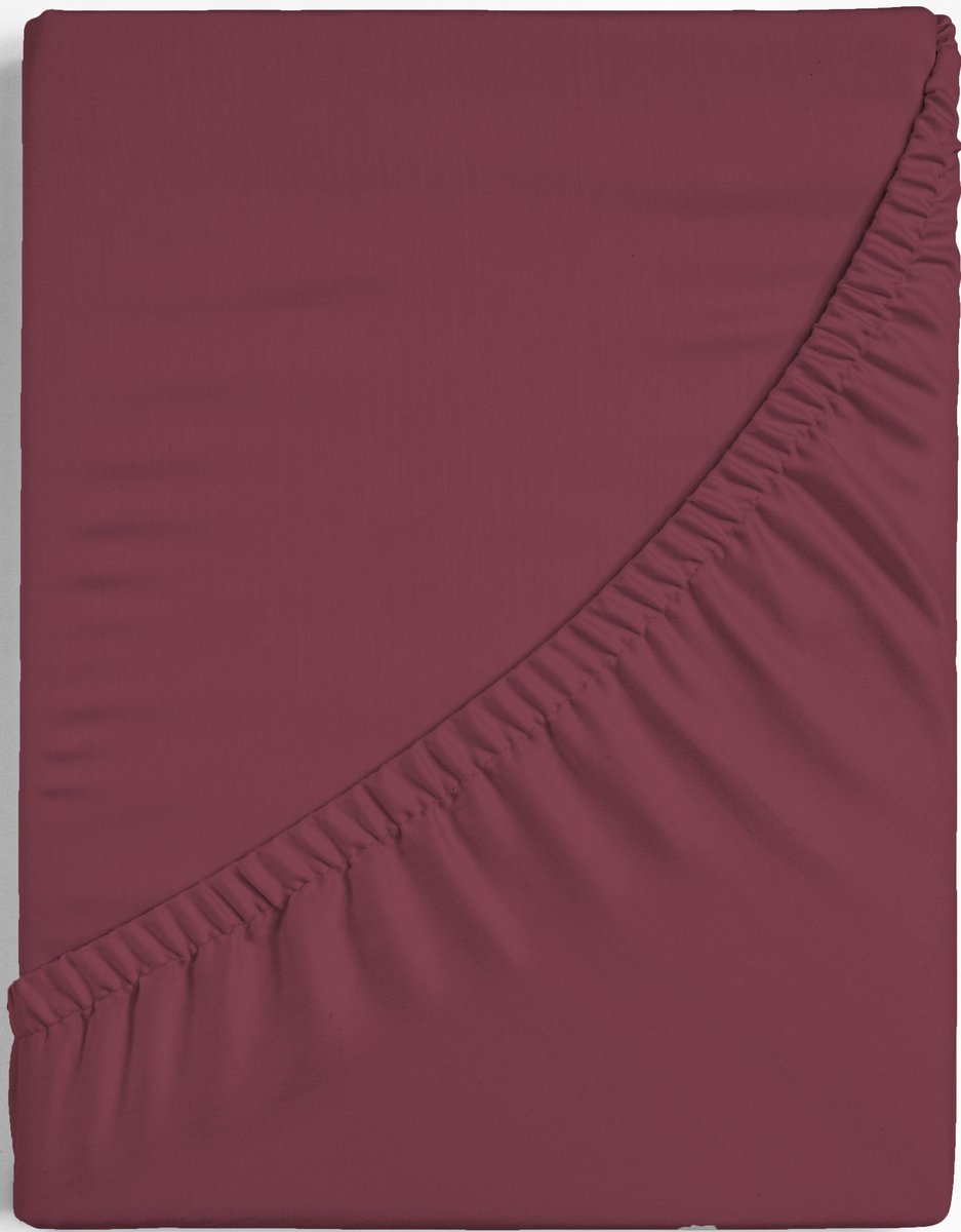 Dreamers Den Trio - Hoeslaken - Egyptisch Perkal Katoen - 200 TC - 180x220 cm + 28 cm - bordeaux