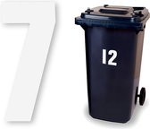 Huisnummer kliko sticker - Nummer 7 - Wit groot - container sticker - afvalbak nummer - vuilnisbak - brievenbus - CoverArt