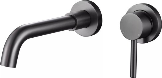 WEBO inbouw Wastafelkraan Gun Metal - inbouw Wastafelkraan - Wastafelkraan - Gun Metal kraan - inbouwkraan - Badkamerkraan - Wandmontage Kraan - Toiletkraan - Rio