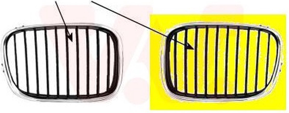 VanWezel 0639511 - Grille calandre gauche pour Bmw 5 e39 de 11/1995 au 08/2003