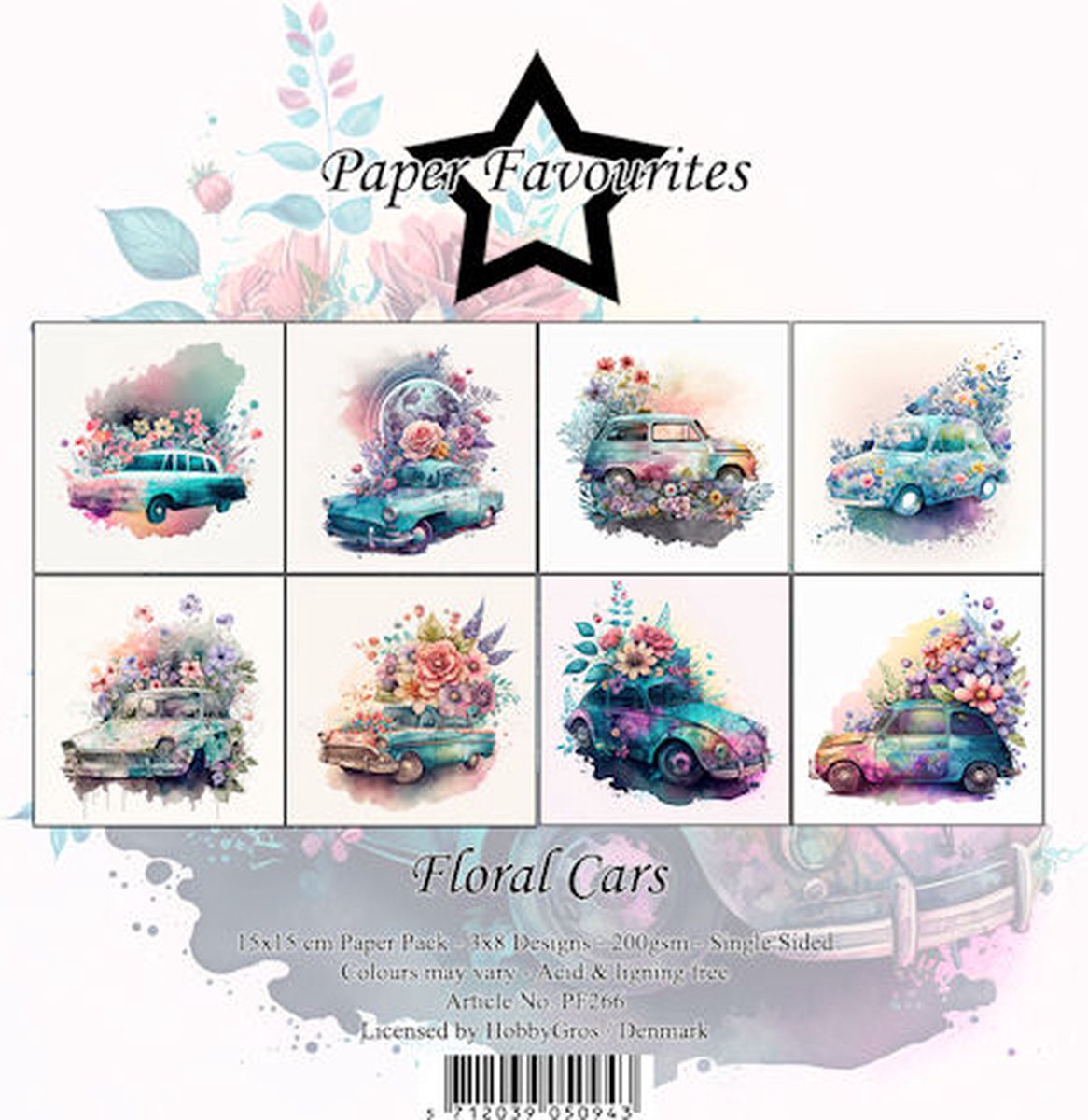 Paper Favourites 15x15 cm Floral Cars