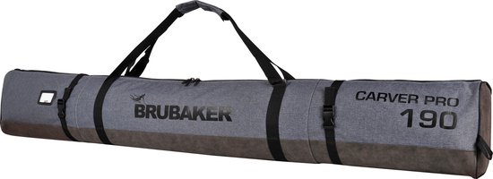 BRUBAKER Carver Performance Skitas - Voor 1 paar Ski's & Stokken - Gevoerd - Zware Kwaliteit - Scheurvast - Skihoes - Verstelbare draag/schouderbanden - 170 cm - Grijs gemêleerd/Zwart