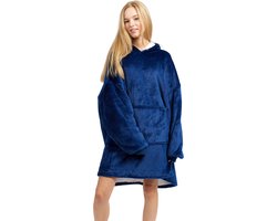 Cuddle Hoodie - Adje® - Blauw - Extra Groot - Deken - Fleece Deken Met Mouwen - Hoodie Deken - Plaid Met Mouwen