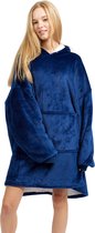 Couverture à capuche - Adje® - Blauw - Extra Groot - Sweat à capuche - Couverture - Couverture polaire avec manches - Sweat à capuche douillet