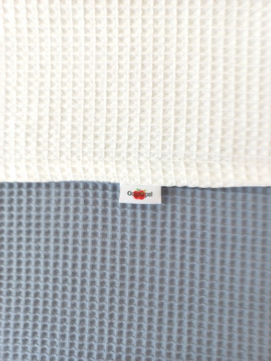 Oogappel Dubbele Wafelstof Ledikantdeken Licht Jeans-Blauw-Ecru