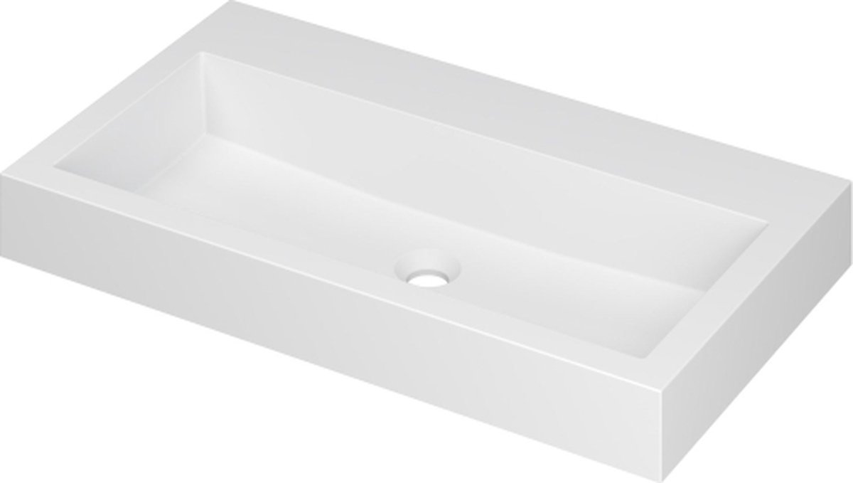 INK® Momento wastafel polystone zonder kraangat 80 x 9 x 45 cm, mat wit