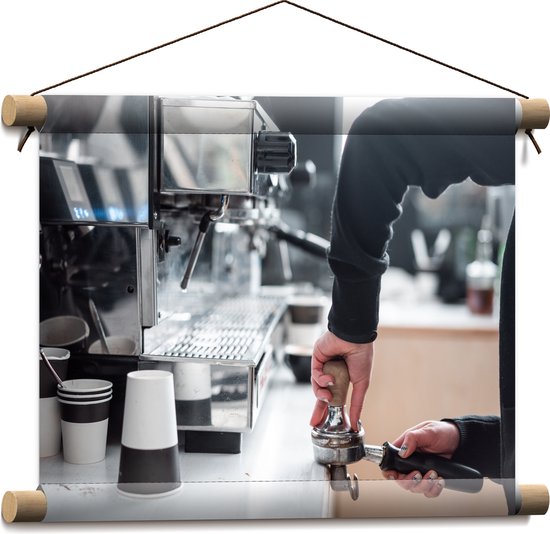 Textielposter - Koffiezetapparaat - Koffie - Drinken - Bekers - 40x30 cm Foto op Textiel