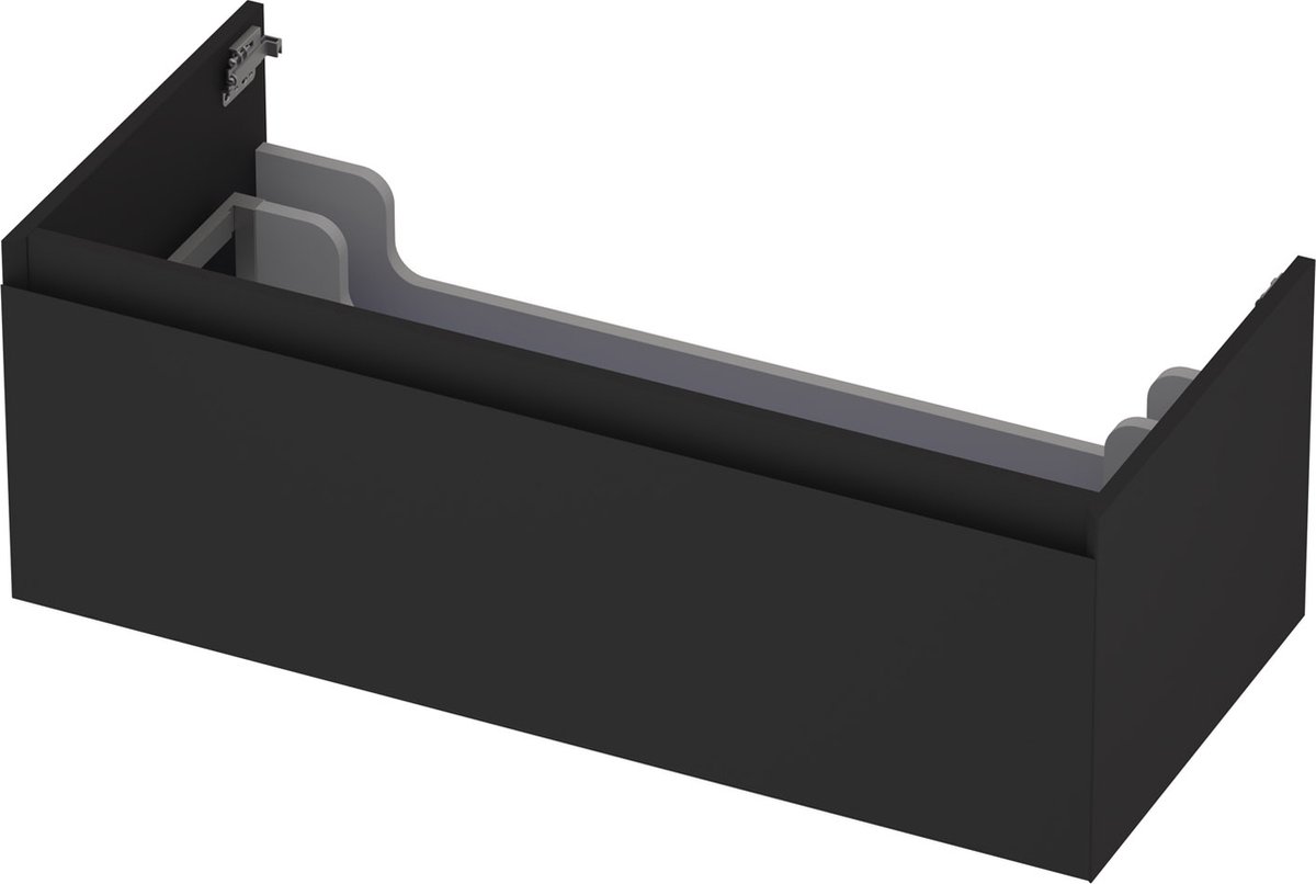 INK® wastafelonderkast 1 lade greeploos gelakt 100x45x35cm, mat zwart