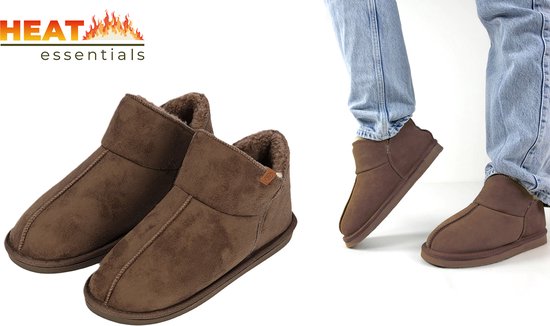 Foto: Heat essentials pantoffels heren taupe 45 46 heren pantoffels sloffen heren ook als dames pantoffels beschikbaar