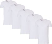 5 Bamboo T-Shirts - Ronde Hals - Super zacht - Antibacterieel - Perfect draagcomfort - 95% Bamboo - Wit - L