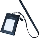 Porte-badges - cordon avec porte-cartes noir - espace pour 6 cartes - avec fermeture éclair - avec fenêtre de visualisation