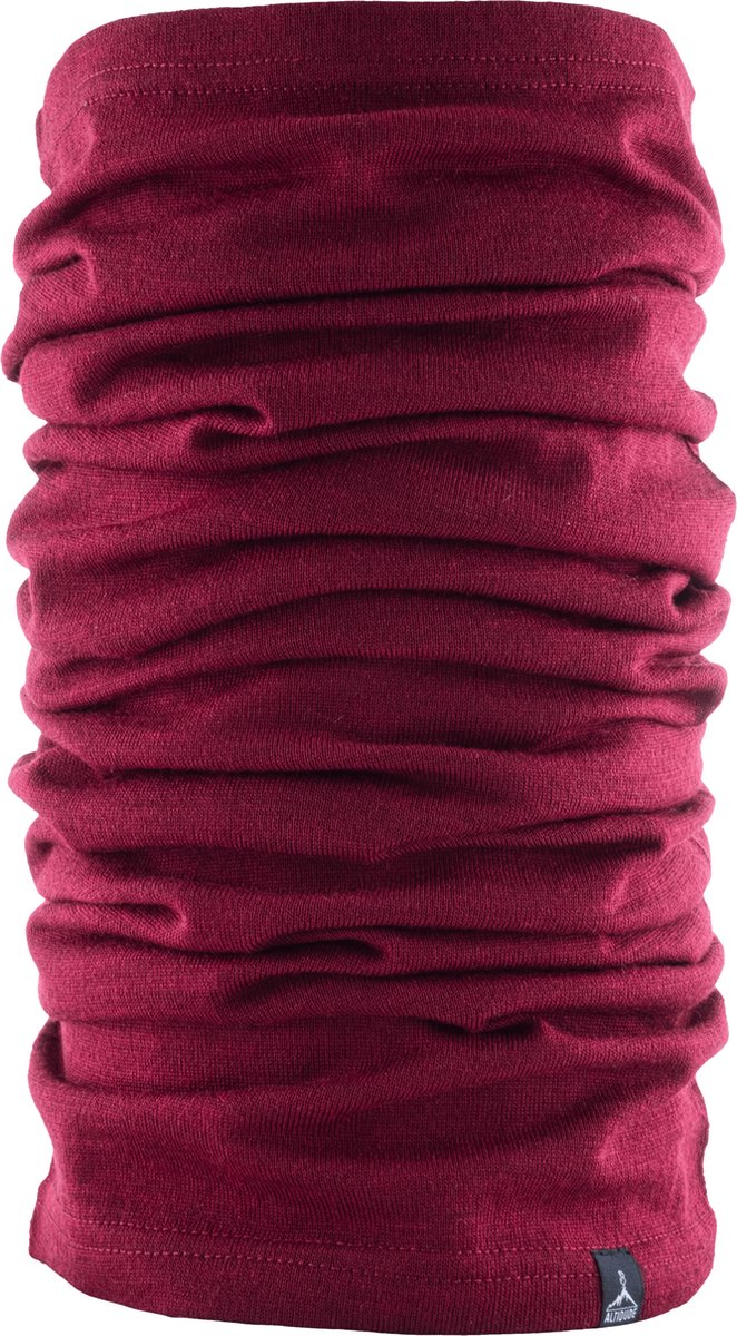 Altidude MULTITUBE SINGLE Bordeaux Unisex, multifunctionele colsjaal, te dragen als sjaal, hoofdband, bivakmuts, muts, 100% scheerwol (Merino), passend bij Motion en Plain