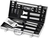 BBQ Set 21 delig + BBQ thermometer - BBQ Accessoires - BBQ Gereedschap - BBQ Tang - BBQ Borstel - Met Luxe Opbergkoffer