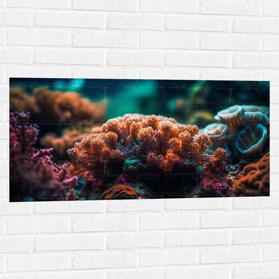Muursticker - Oceaan - Zee - Koraal - Kleuren - 100x50 cm Foto op Muursticker
