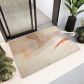 Vloerkleed imitatie kasjmier tapijt moderne woonkamer slaapkamer gang tapijt zacht antislip tapijt indoor tapijt wasbaar abstract tapijt (bruin/goud, 80 x 120 cm)