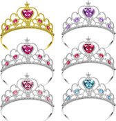 Uitdeelzakjes - Prinsessen Tiara - Kroon - 6-pack - Verkleedkleren Meisje - Paars - Blauw - Roze - Goud - Prinsessen speelgoed - Voor bij je prinsessenjurk meisje