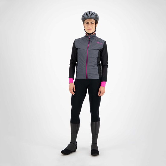 Rogelli Contenta Fietsjack Winter - Dames - Grijs, Zwart, Roze - Maat S