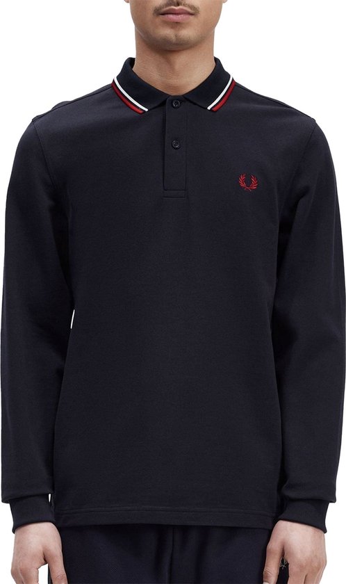 Foto: Fred perry longsleeve polo navy t55 maat m heren