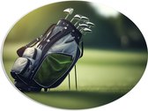 PVC Schuimplaat Ovaal - Golf - Tas - Clubs - Gras - Sport - 68x51 cm Foto op Ovaal (Met Ophangsysteem)
