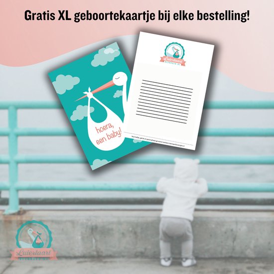 Luiertaart meisje 3-laags met 45 A-merk pampers en XL kaart - kraamcadeau - babyshower van Luiertaart — afbeelding 2