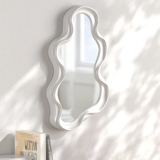 Miroir ovale - Wit - Esthétique - Décoration - Salon - Chambre - Accessoires - Debout - Rond