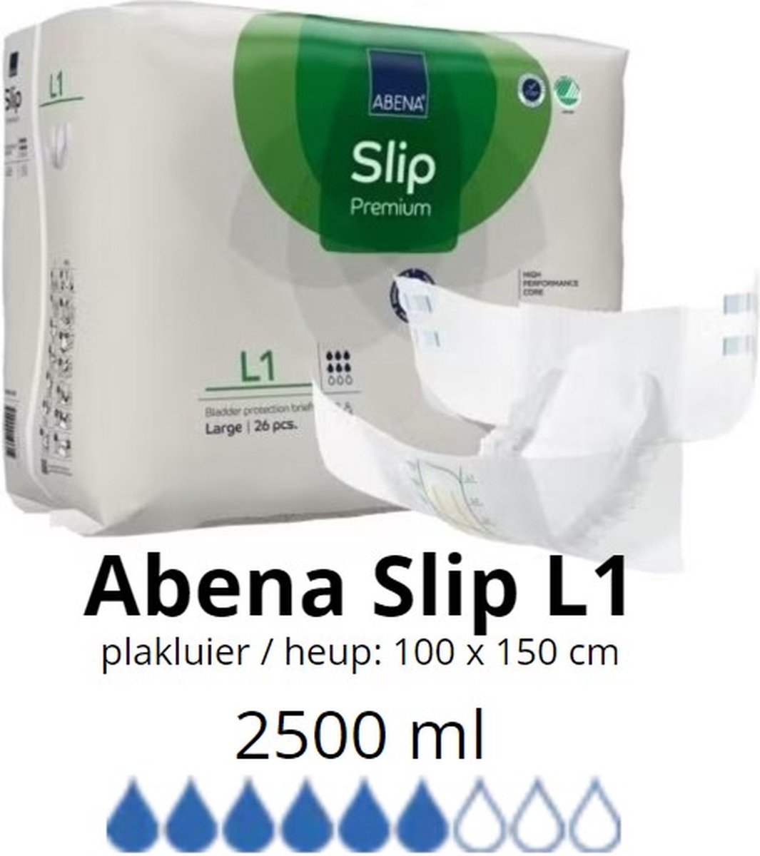 Goedkoopste ABENA Incontinentie Slip Premium L1 - Eendelig Verband ter Bescherming van Zwaar Urineverlies en (Dunne) Ontlasting - Perfecte Aansluiting door Flexibele Sluitstrips - 26 Stuks