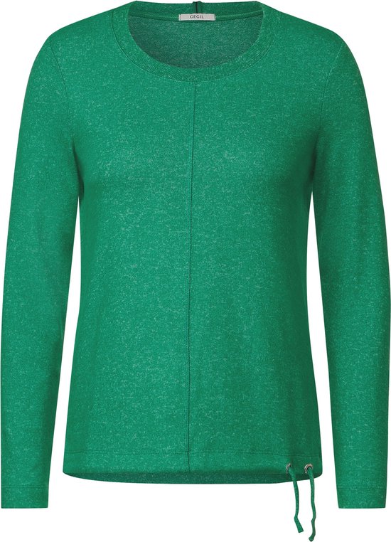 Cecil NOS Cosy Shirt Dames T-shirt - Easy Green Melange - Maat xl